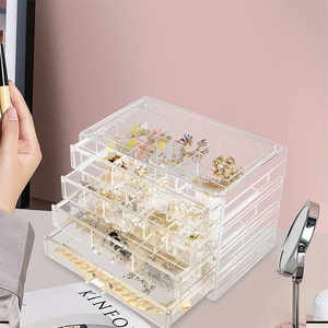 Yageli YGL-OR-413 <b>Large</b> Capacity Earring Ring <b>Gift</b> <b>Boxes</b> Acrylic Jewelry Box 4 Drawers Organizer Box Adjustable Dividers - Product Image 5