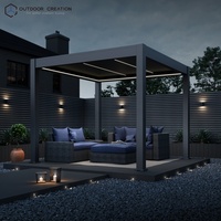 Pergola bioclimatique électrique entièrement automatique en aluminium avec toit à lames orientables pour terrasse, gazebo, balcon, jardin 3x3m, revêtement poudré