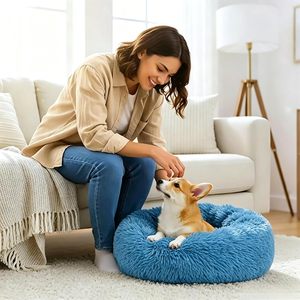 Donut Dog And <b>Cat</b> Bed Round Fluffy Soft Washable Small Pet Bed For Puppy And Kitten Blue 20 X 20 X 8 Inches - Product Image 6