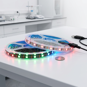 SXZM <span class=keywords><strong>Tira</strong></span> de <span class=keywords><strong>LED</strong></span> RGB <span class=keywords><strong>5V</strong></span> 5050 de 6mm, PCB Ultra Delgado, Negro/Blanco, Flexible, Alimentación <span class=keywords><strong>USB</strong></span>, Corte por <span class=keywords><strong>LED</strong></span>, 5M, 300 LEDs, Cinta de Luz, Tiras <span class=keywords><strong>LED</strong></span> - Product Image 1
