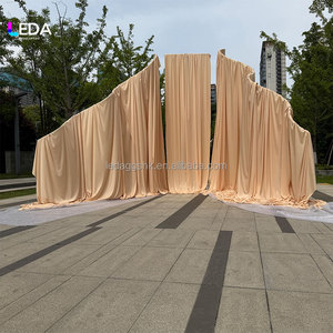 Outdoor Customized Wedding Background Frame Drapery Wall <b>Backdrop</b> Wedding Ideas Wave Curved Wedding <b>Backdrop</b> <b>Stand</b> Metal Arch - Product Image 1