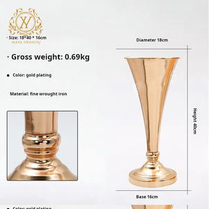 Trumpet Shaped <strong>Flower</strong> <strong>Vase</strong> With Crystal Ball Simple European Style Desktop <strong>Flower</strong> Stand for Gold Centerpieces Wedding Home Decor - Product Image 6