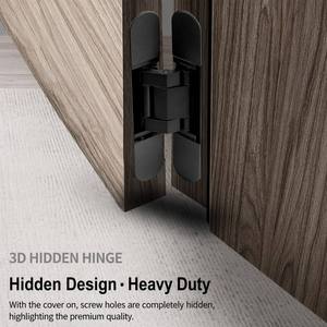 Charnière invisible robuste 3D réglable 120 kg 246x34mm noir mat pour porte intérieure en bois projet hôtelier - Product Image 6