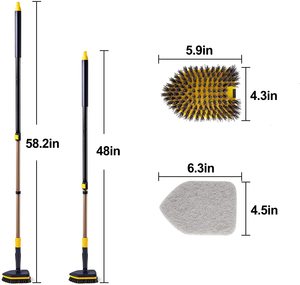 Cepillo de Limpieza Multiusos para Pisos de PP con Almohadilla de Fregado Reemplazable y Mango Telescópico Largo para Baños con Azulejos - Product Image 2