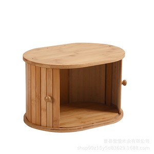 Boîte à pain en bambou de forme ovale avec couvercle coulissant, rangement de cuisine, conteneur alimentaire - Product Image 4