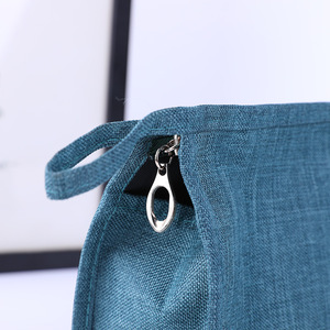 Pochette en tissu de lin bon marché promotionnelle en gros <span class=keywords><strong>sac</strong></span> cosmétique en toile enduite de LOGO personnalisé pour hommes - Product Image 4