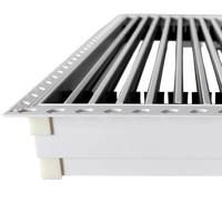 Grille de sortie d'air conditionné central linéaire à cadre étroit en ABS noir, carrée, moderne, à couche unique, avec persiennes intégrées