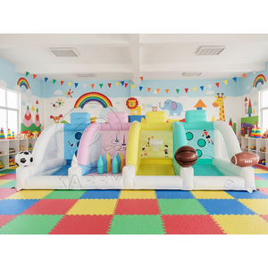 Jeu de carnaval gonflable 4 en 1 avec des défis de football, de basketball, de soccer et de lancer d'anneaux pour les enfants, location pour événements et fêtes en plein air - Product Image 2