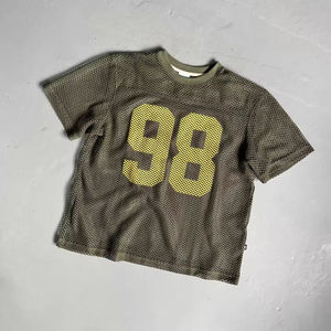 夏季裁剪超大足球运动衫t恤定制条纹设计透气300克网眼运动健身宽松合身男士 - Product Image 6