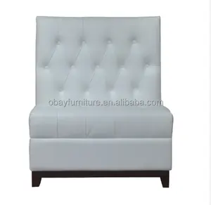 Sofá Seccional de diseño sin brazos con respaldo alto Popular, Banco de cuero blanco con patas de madera para bodas, eventos, fiestas, alquiler de sofá