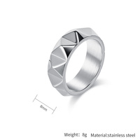 Vente en gros Bague pour homme en acier inoxydable 8mm design à pointe-Bague unique en acier titane style jointure/défense