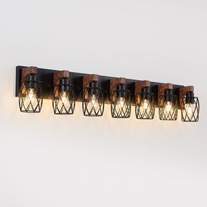 Luminaires <span class=keywords><strong>de</strong></span> <span class=keywords><strong>salle</strong></span> <span class=keywords><strong>de</strong></span> <span class=keywords><strong>bain</strong></span> en <span class=keywords><strong>bois</strong></span> à 7 lumières au-dessus du miroir, lampes <span class=keywords><strong>de</strong></span> vanité industrielles noires avec abat-jour en métal, éclairage <span class=keywords><strong>de</strong></span> <span class=keywords><strong>salle</strong></span> <span class=keywords><strong>de</strong></span> <span class=keywords><strong>bain</strong></span> rustique - Product Image 5