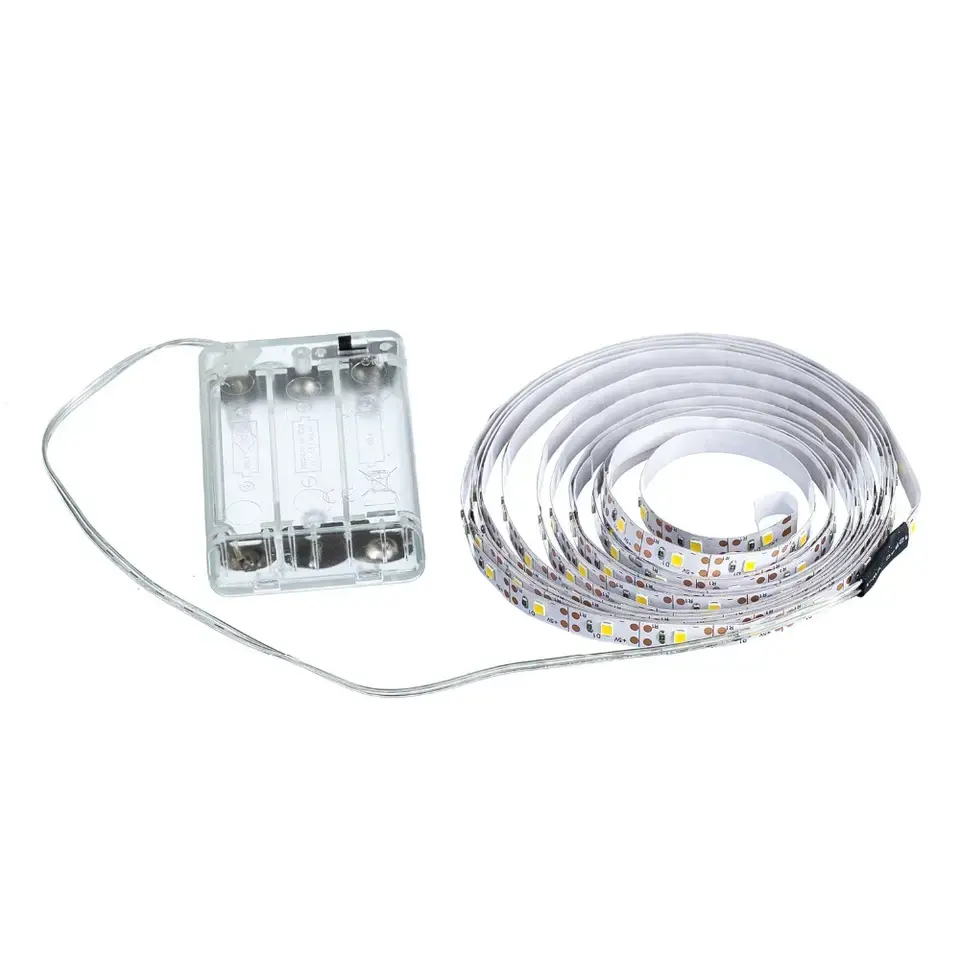 Batería 3AA de 50CM, 1M, 2M, 3 metros, 4M, 5M, tira de luz LED SMD5050 2835, blanco frío, blanco cálido, tira LED para decoración del hogar DIY