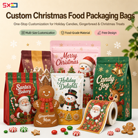 Pochette Doypack personnalisée en nylon pour Noël, résistante à l'humidité, avec fermeture éclair refermable, pour biscuits, bonbons et snacks
