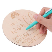 Cadeaux pour nouveau-nés : Plaque d'annonce de naissance en bois poli avec tampon encreur, pour empreintes de mains et de pieds, accessoire photo, décoration de maison DIY, pour chambre d'enfant