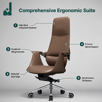 Chaise de bureau exécutive moderne haut de gamme en cuir avec support lombaire pivotant pour salle de conférence, bureau et salle de jeux