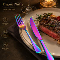 Cuillère, fourchette et couteau en acier inoxydable arc-en-ciel pour hôtel, restaurant, mariage, couverts individuels