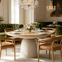 Meubles de restaurant élégants de style nordique, table en pierre et ensembles de chaises en bois, table et chaises de restaurant personnalisées