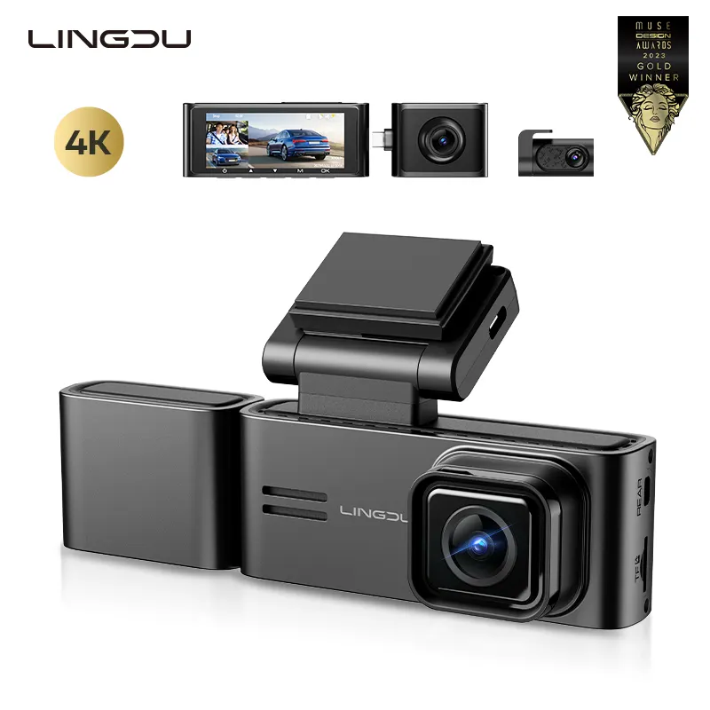 LINGDU C34 4K Dash Cam Built-in 5G Wifi GPS 3.18''Screen Front And Rear Car DVR Support G-Sensor Camcorder Car Black Box