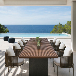 Ensemble <span class=keywords><strong>de</strong></span> salle à manger d'extérieur 8 pièces Table à manger et chaises en aluminium <span class=keywords><strong>Mobilier</strong></span> d'extérieur en plastique - Product Image 4