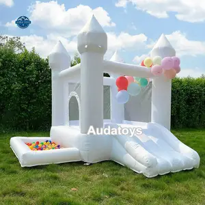 Custom 14Feet White Kids Super Commercial Bouncy Castle Inflatable For Wedding Party Rental