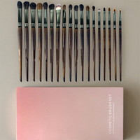 Ensemble de pinceaux de maquillage pour les yeux professionnel personnalisé de 18 pièces avec manche en bois, poils synthétiques, pinceau estompeur pour eye-liner et estompage
