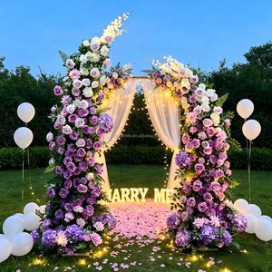 Guirlande de fleurs artificielles rose et violette pour mariage, anniversaire, fête prénatale, toile de fond de scène, arche, décoration de table à gâteau - Product Image 1