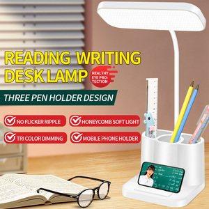 Lampe de bureau moderne rechargeable en plastique, petite, pour la maison, le bureau, la chambre à coucher, la table d'étude, lumière LED pour enfants et adolescents, porte-stylo mini col de cygne - Product Image 3