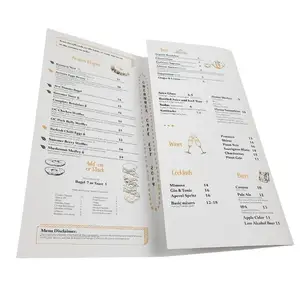 Papel barato dobrado Take Out Food Menu Folheto De Impressão Folhetos De Impressão Design De Impressão Personalizado Catálogo