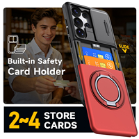 Stootvaste telefoonhoes met kaartsleuf, opklapbare standaard en schuifbare lensbescherming voor Samsung Galaxy S26 S25 Ultra A16 A17