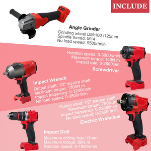 ชุดเครื่องมือไฟฟ้าไร้สาย Milwa 9-in-1ukee 18V ประแจบล็อกไร้สายแบบปรับมุมได้ สำหรับซ่อมรถยนต์ระดับมืออาชีพ ใช้แบตเตอรี่ INR18650 2600mAh รุ่น Professional 9i - Product Image 2