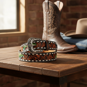 Hebilla de Aleación de Zinc Ecológica Estilo Accesorio Personalizado de Cuero Genuino Hecho a Mano de Primera Calidad con Diseño Clásico de Piel de Vaca Occidental - Product Image 3