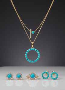 Pendientes de Oro de 18 Quilates con Turquesa Radiante y Diamantes, la elegancia de estos pendientes de turquesa y diamantes - Product Image 5