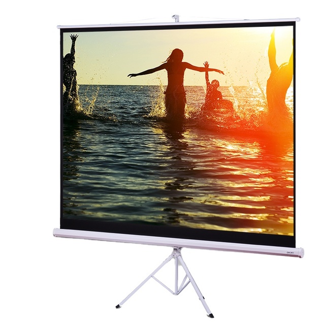 Deli 50491 Projection Screen 100 Inch 4:3 Stand Portable Home Office Projector Projector HD