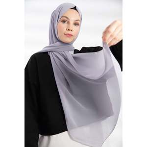 ผ้าพันคอชีฟอง - สีเทา - สีเทา - Product Image 2