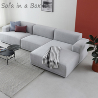 Canapé d'angle en tissu et lin doux gris, pour salon, modulaire, personnalisé