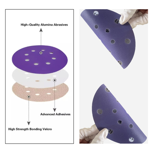 Disque de ponçage en céramique de 5 pouces, multi-trous, avec fixation Velcro, pour la réparation automobile et la retouche automobile - Product Image 6