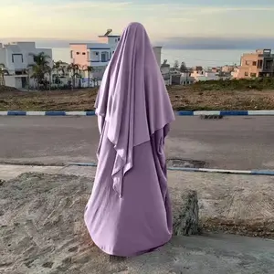 3284 kuwii wholesale beautiful nude color nida Arabic kaftan bat sleeves abaya muslim dress 2 piece jilbab