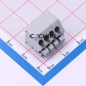 DB250B-3.5-4P-GY Spring Terminal Block Through hole Component (THT),P=3.5mm Connector 1x4P 3.5mm Gray 4P - Product Image 1