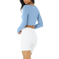 Ensemble de fitness respirant à manches longues pour femmes, musculation, vêtements de yoga, col en V, chemise et manteau à cordon de serrage