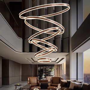 Minimalist Spiral Chandelier LED Remote Control Multi Head Round Pendant <b>Light</b> For Home Living Room Villa <b>Ceiling</b> Lighting - Product Image 1