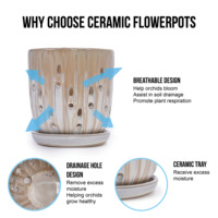Ensemble de pots de fleurs en céramique minimalistes Mdj, 2 pots beiges, trou de drainage, finition brillante respirante, moderne, intérieur/extérieur, maison, jardin