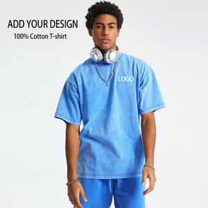 High Quality Custom 250gsm T-shirt 100% Cotton Men T Shirt Blank Heavyweight Vintage Wash Oversized Tshirt - Product Image 3