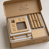 Arbre à chat en bois écologique et durable Kate Paradise D avec maisonnette, poteaux à gratter en sisal et perchoir supérieur, tour à chat multi-niveaux