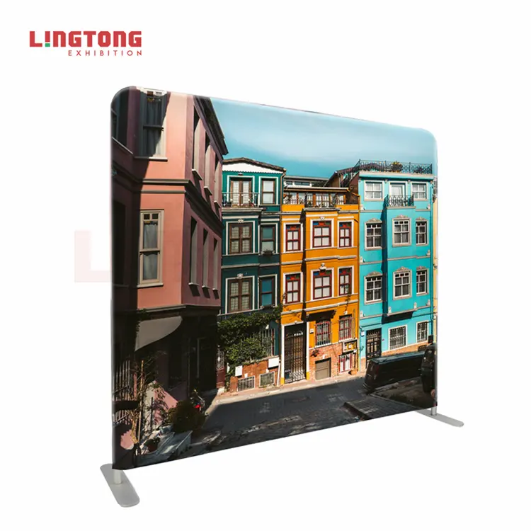 Lingtong tragbare 8x8 Messe quadratische Kissen bezug Spannung Stoff Party Hintergrund Stand für die Dekoration