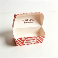 Boîte alimentaire en carton écologique résistante à la graisse, boîte personnalisée imprimée pour frites, corn-dogs, boîte à emporter pour hot-dogs jetable