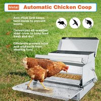 Mangeoire automatique pour poulets JH-Mech, capacité de 6 à 12 poulets, alimentation jusqu'à 10 jours, avec couvercle et protection latérale, en acier galvanisé, à pédale.