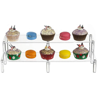 Support de présentation en acrylique transparent à deux niveaux pour cupcakes, support de présentation de desserts pour événements, anniversaires et mariages