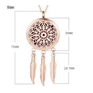Grande variété de pendentifs diffuseurs d'aromathérapie en acier inoxydable 316L |   Collier à l'huile essentielle avec motif Mandala attrape-rêves - Product Image 6