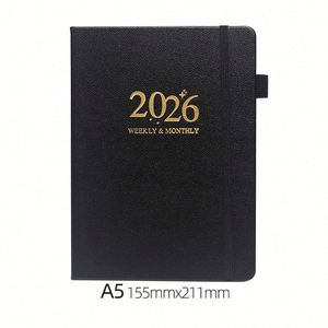 Agenda Semanal 2026, Nuevo Planificador con Correa, Calendario de Cuero Estampado, Tamaño A5, Encuadernación Cosida con Hilo, Diseño Elegante - Product Image 5